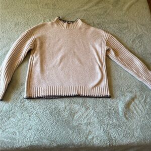 Joie Cream and Brown Turtleneck Sweater